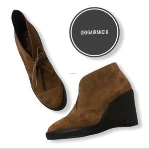 🆕 Luxury Italian-Made Grigairancio Chestnut Wedge Booties